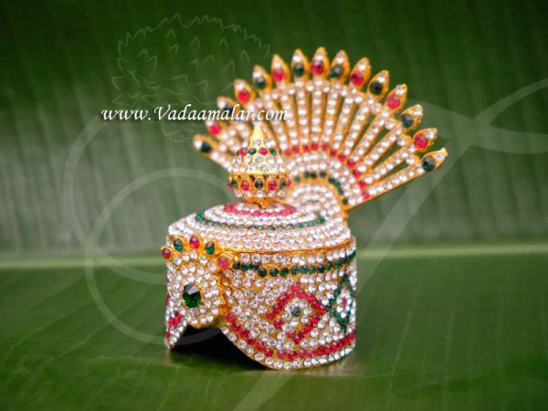 Crown For Hindu God Krishna Murugar Mukut Kreedam Buy Now 4 inches 