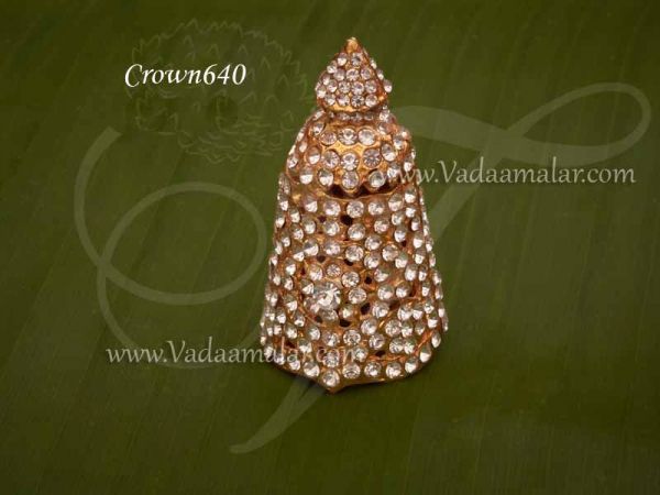 Full Crown white  Small Size Crown Mukut For Hindu God Goddess 2 inches 