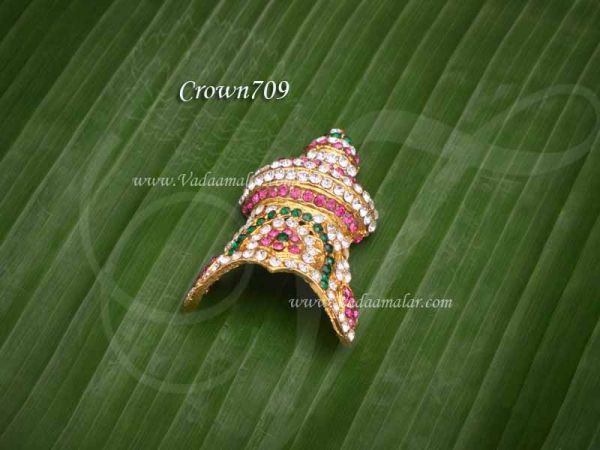 Half Crown Multi Colour Mukut For Hindu God Goddess 2.2 inches
