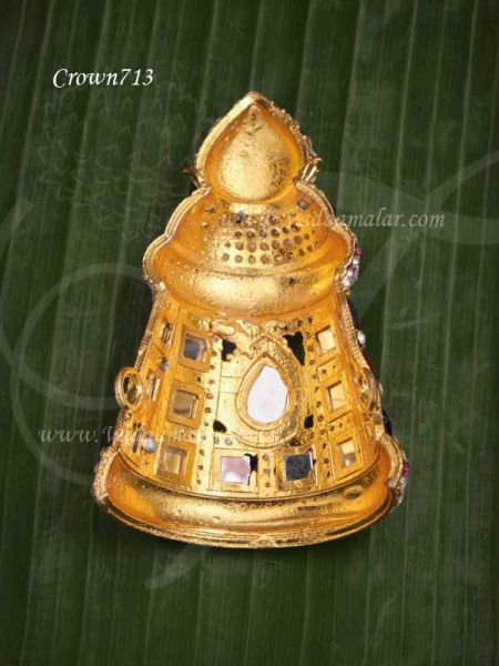 Half Crown Multi Colour Mukut For Hindu God Goddess 3.5 inches