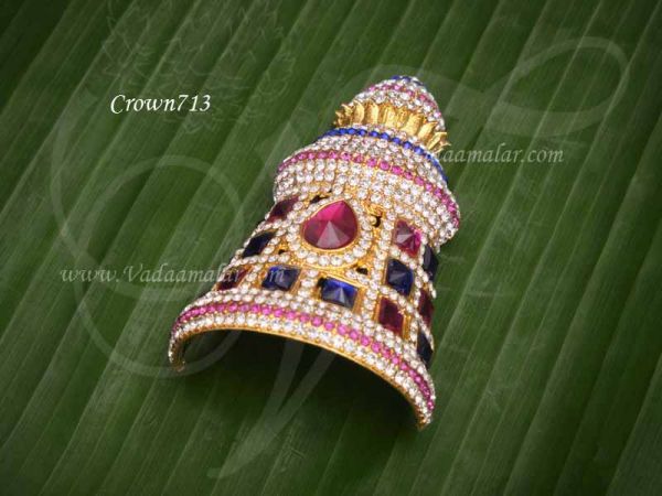 Half Crown Multi Colour Mukut For Hindu God Goddess 3.5 inches