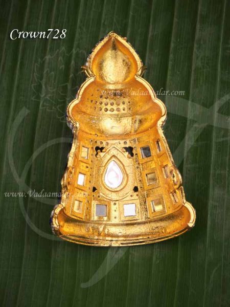 Kireedam for Hindu Half Crown Blue With White Stone Mukut 3.2 inches