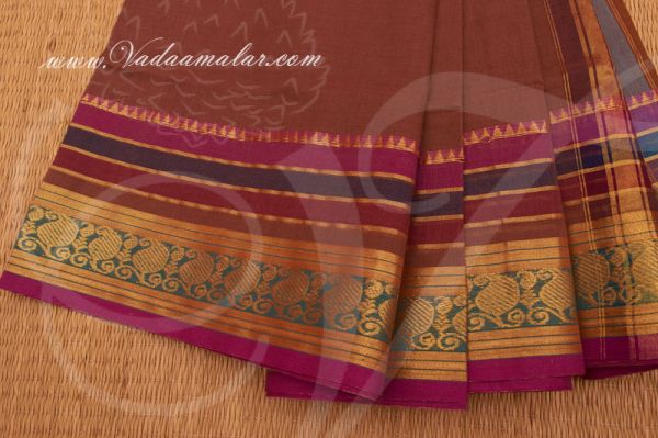 Traditional Brown Colour Pure Cotton Saree Buy Online