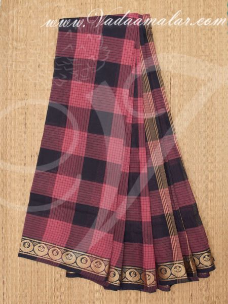 Traditional Black with Mustard Colour Pure Cotton Saree Buy Online