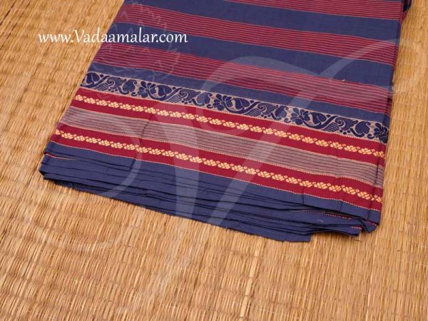 Sarees Pure Cotton Stripped Stripe Sari Navy Blue color colour Buy Online
