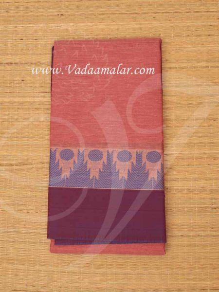 Sarees Pure Cotton Pink color colour sari Peacock border Buy Online