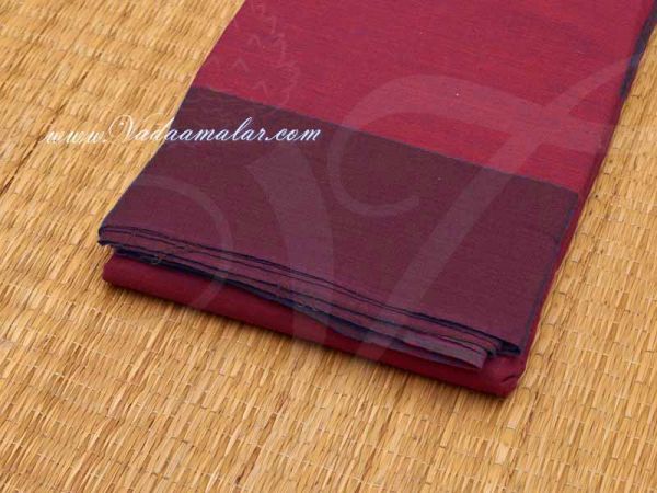 Maroon with Brown Border Kuchipudi Dance Practice Saree Pure Cotton Buy Now