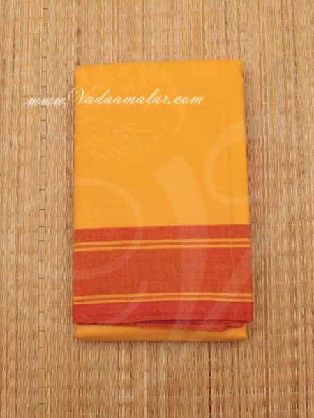 6 meters Mustard with Red Border Kuchipudi Dance Practice Saree Pure Cotton Fabric 