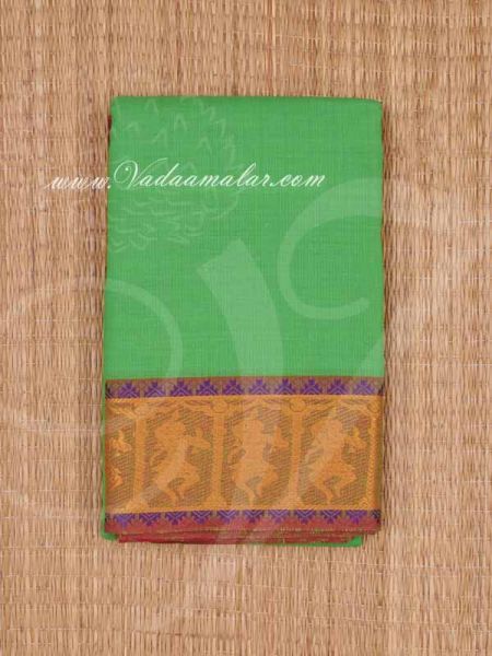 Green Bharatanatyam Kuchipudi Dance Practice Saree Pure Cotton Fabric Buy Now