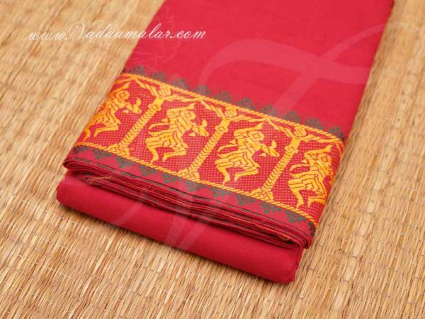 Red Cotton Saree Bharatanatyam Kuchipudi Practice Sari Buy Now 5.4 Meter