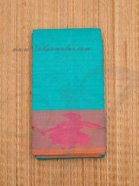 Turquoise Cotton Saree Bharatanatyam Kuchipudi Practice Sari Buy Now 5.4 Meter
