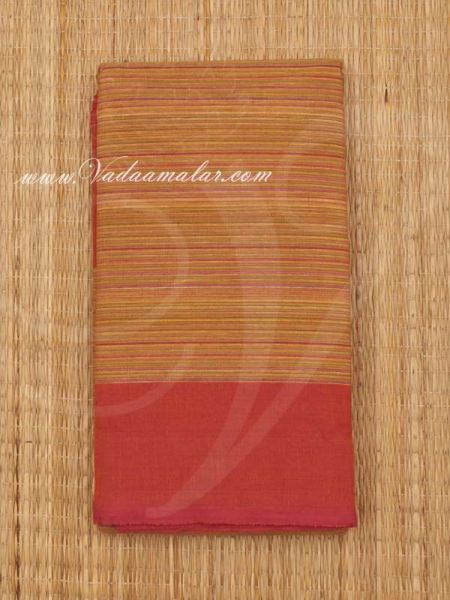 Yellow with Red Kuchipudi Dance Practice Saree Pure Cotton Fabric 