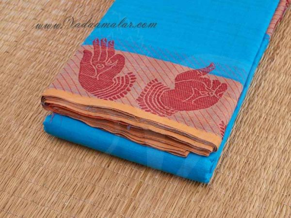 Bharatanatyam Mudra designs woven on saree knee length pure cotton Shop Online