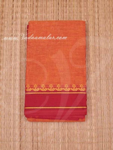 Kuchipudi Dance Practice Saree Mustard With Red Border Colour Pure Cotton Fabric Buy