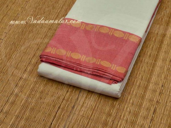 Odissi Dance Practice Saree Off White Pink Colour Pure Cotton Fabric Buy Now 6 Meter