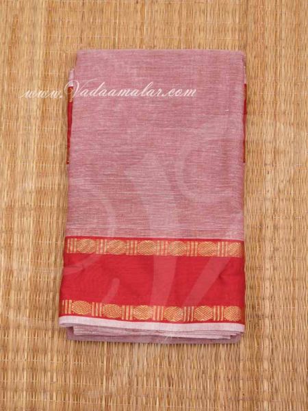 Kuchipudi Dance Practice Saree Pink With Red Border Colour Pure Cotton Fabric Buy Now