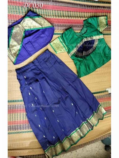 Bharatanatyam Skirt and Blouse Dance Dress for Girls Kuchipudi Dresses Costumes