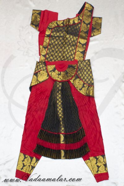 Red and Black Ready to wear Made Bharatanatyam Costume Available buy now