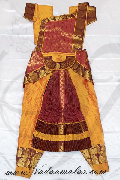 Mango Yellow Ready to wear Made Bharatanatyam Costume available Order Now