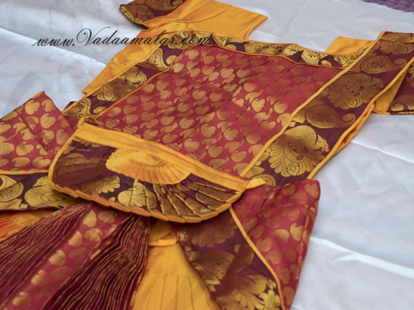 Mango Yellow Ready to wear Made Bharatanatyam Costume available Order Now