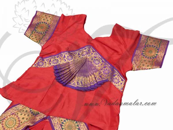 Kids Girls Kuchipudi Dresses Bharathanatiyam Costumes Size : 28 (8-9 years)