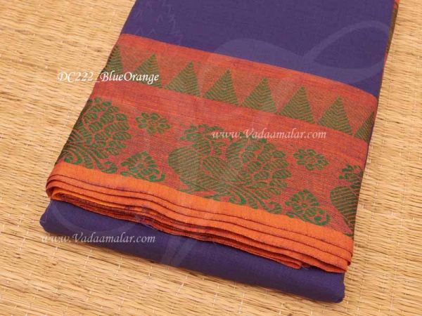 Blue Orange Dance Saree Bharatanatyam Kuchipudi Practice Sari Buy Now 5.4 Meter