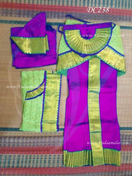 Kuchipudi Bharatanatyam Skirt Model Dance Dress Magenta Dark Pink with Green