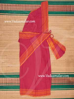 6 meter Blue with Red Border Kuchipudi Dance Practice Saree Pure Cotton Fabric 