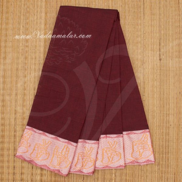 Bharatnatyam mudra designs woven on saree knee length pure cotton Buy Online