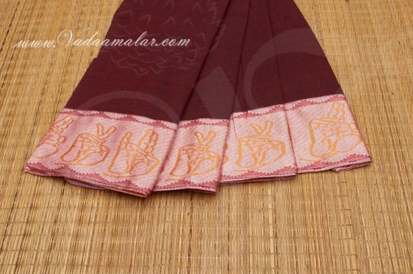 Bharatnatyam mudra designs woven on saree knee length pure cotton Buy Online