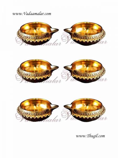 Beautiful Brass Diyas Lamps Deepam For Decorations 6 pieces