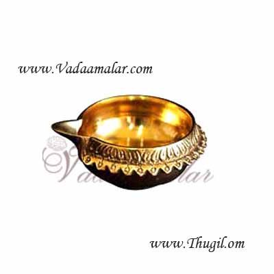 Brass Diyas Lamps Cup Vilakku - 6 pieces, 1.5 inches diameter