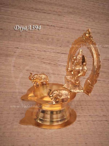  Lakshmi Lamp Brass Gold Plated Lakshmi vilakku diya 9 inches 