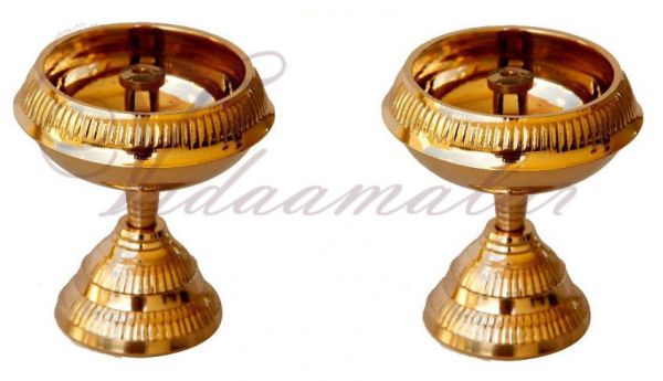  Swastika Jyoti Small  Brass Diyas Lamps Deepam For Decorations 2 pieces