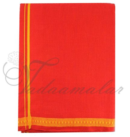 Red Color Hindu Puja Cotton Dothi Dhoti 