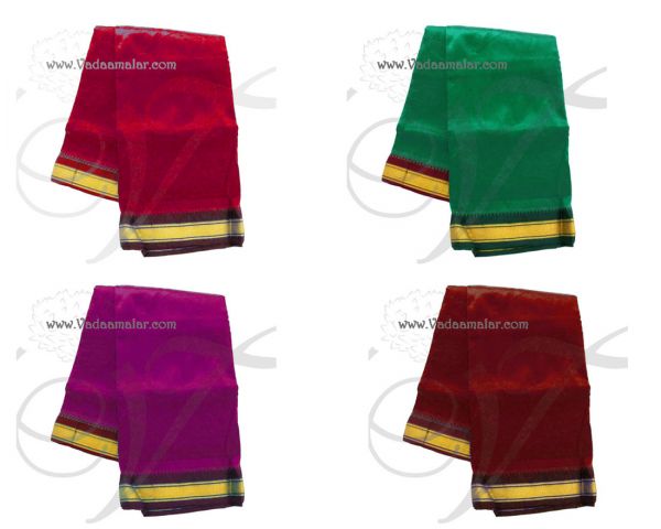 Synthetic Colour Dothi Dhoti Pancha with border Traditional Indian Hindu