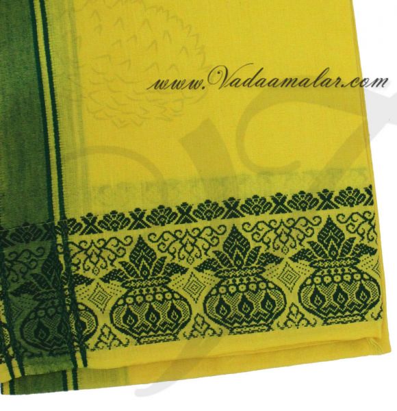 Hindu Puja Yellow Cotton Dothi Dhoti Vesti Chadar 2 Mtr Buy Now