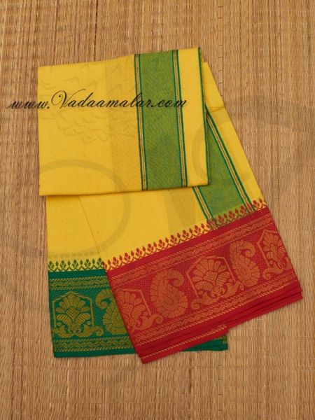 2 Meters Hindu Puja Yellow Colour Cotton Dothi Dhoti Vesti Chadar