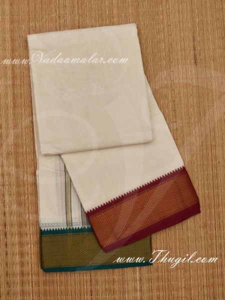 6.2 meters/ 9 x 5  yards Traditional Dhoti with wide Border Pajakajam 