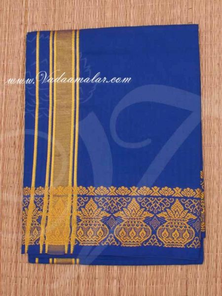 2 Meter Hindu Puja Blue Colour Cotton Dothi Dhoti Vesti Chadar