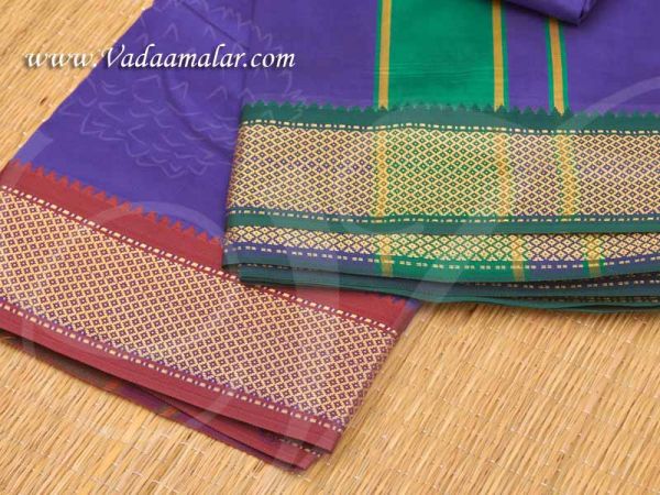  9 x5 Purple Silk Cotton Dothi Vesti Chadar 6.2 Meters Buy Now