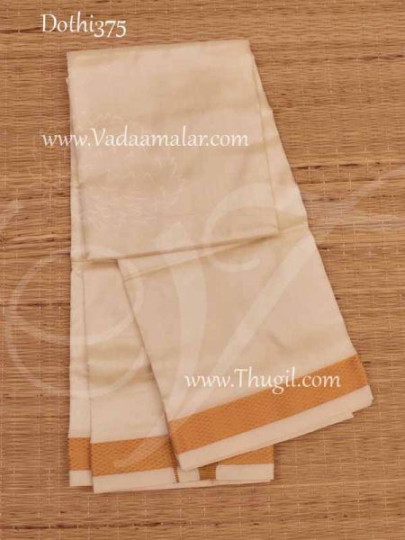 1.80 Meters Traditional Half White Colour Dothi Vesti with gold border