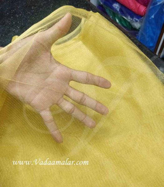 Gold Net Bright Gold Tissue Stole Dupatta Chunni shawl 2.5 meters Yellow