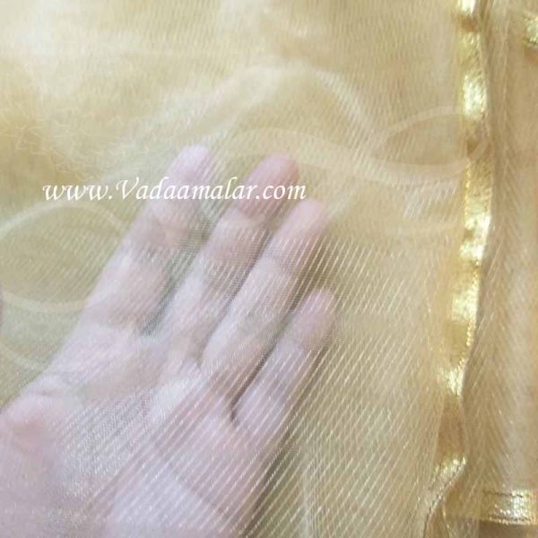 Gold Netted Shinning Gold Tissue Stole Dupatta Chunni shawl 2.5 meters Yellow