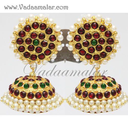 Indian Jhumkis Jhumka Traditional South India Earrings Ear studs