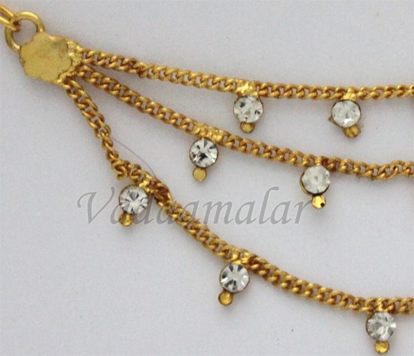 Ear to hair chain mattal imitation Gold plated earring extension ear to hair chain for Saree & Salwar