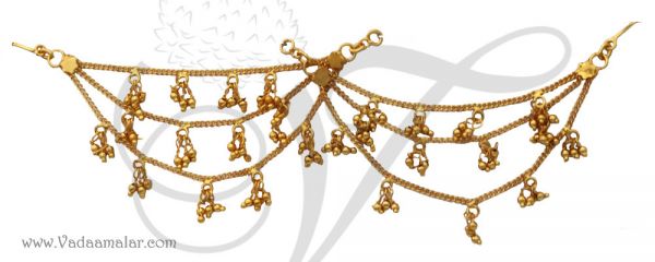 Earring chain ear studs to hair kaan chains gold colour