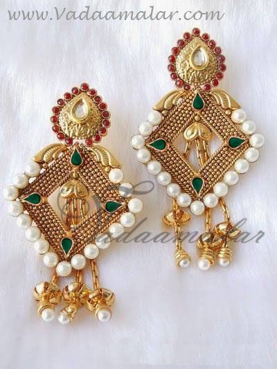 Extra Large Earing Multi Stones With Beads Earring Jhumka Online Jhumkas gives trendy look