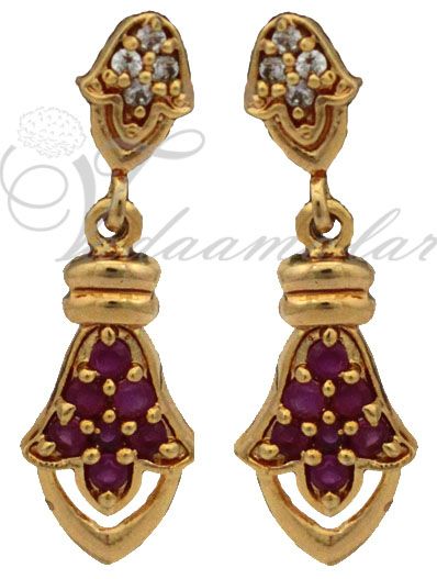 Beautiful White And Ruby stone jewelry earring jhumka jhumki buy tradtional Indian ear hangings