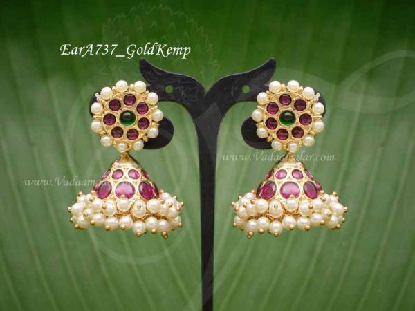 Gold plated jhumki with first qulity stones Buy Jhumka Earrings Online
